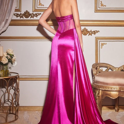 Cinderella Divine CD269 Floor Length Strapless Satin Corset Gown