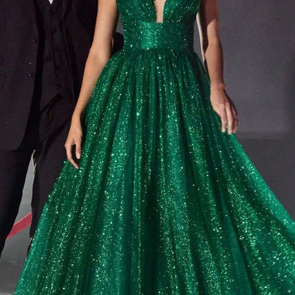 Cinderella Divine CD996 Floor Length A-line Glitter Ball Gown