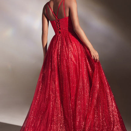 Cinderella Divine CD996 Floor Length A-line Glitter Ball Gown