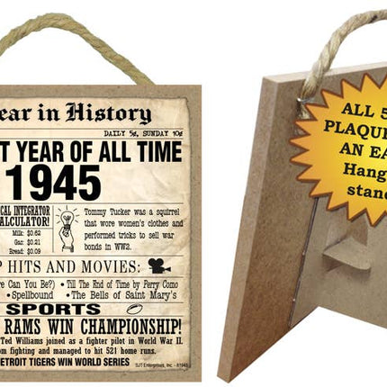 1945 A Year in History Plaques 5" x 5" wood plaque/sign