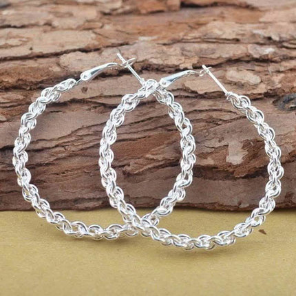 Chain Style Hoop Earrings in 18K White Gold