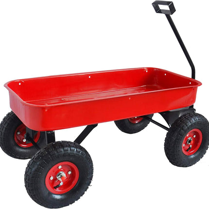 Children Outdoor Wagon All Terrain Pulling with Wood Railing Air Tires