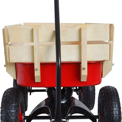 Children Outdoor Wagon All Terrain Pulling with Wood Railing Air Tires