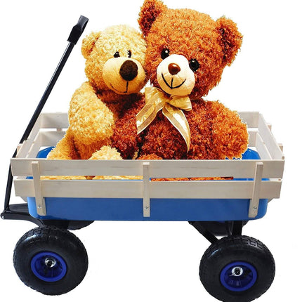 Children Outdoor Wagon All Terrain Pulling with Wood Railing Air Tires