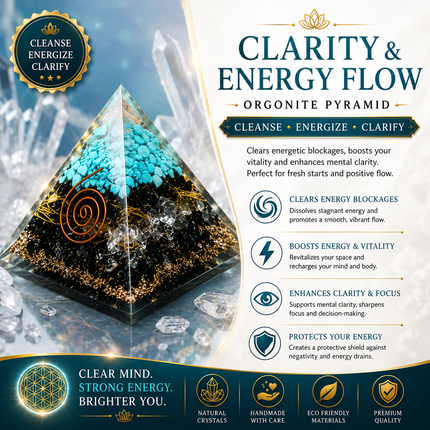 Handmade Orgonite Crystal Pyramid – Energy Healing Decor for Balance, Protection, Love & Prosperity