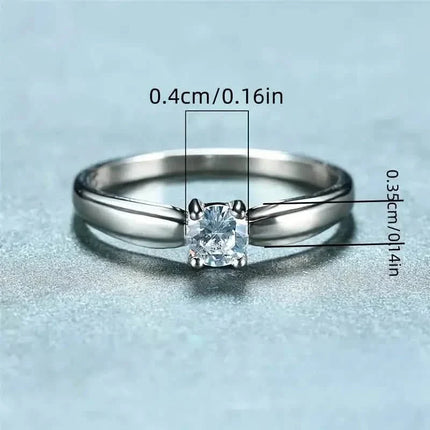 Classic 4-prong Set Round Zirconia Ring For Women