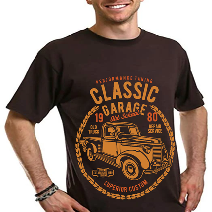 Classic Garage Men's Bamboo Viscose/Organic Cotton Short Sleeve Graphic T-Shirt