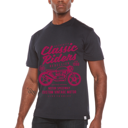 Classic Riders Men's Bamboo Viscose/Organic Cotton Short Sleeve Graphic T-Shirt