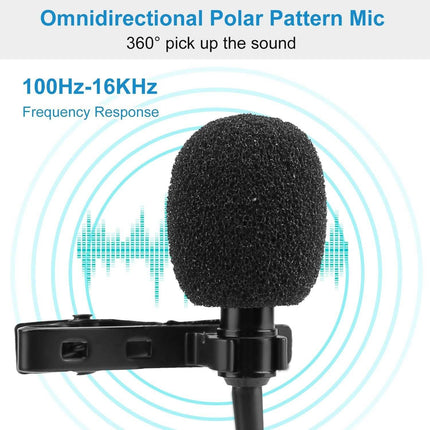 Clip On Microphone Hands Free Lavalier Lapel Mic