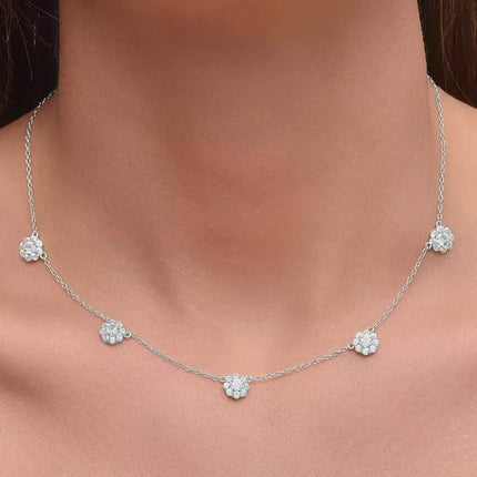 Cluster Flower Station Choker Necklace