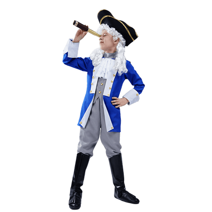 Kids Colonial Patriot Costume with Revolutionary Era Coat and Hat