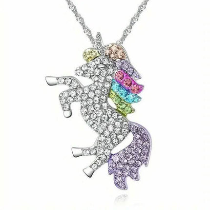 Colorful Cartoon-Themed Unicorn Earrings, Necklace, Ring & Bracelet Jewelry Set