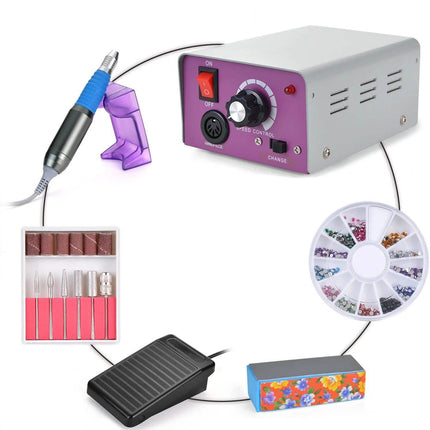 Complete Electric Nail Drill Kit Set Art File Bit Acrylic Manicure Pedicure Band