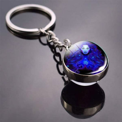 Constellation Double Side Cabochon Glass Ball Keychain
