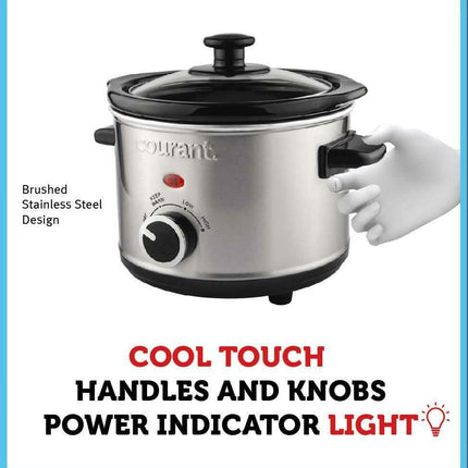 Courant 1.5 Quart Slow Cooker, Stainless Steel