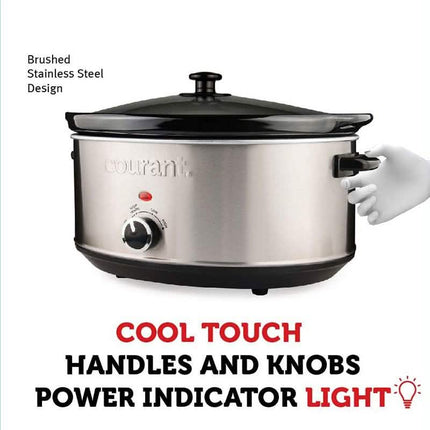 Courant 7.0 Quart Stainless Steel Oval Slow Cooker