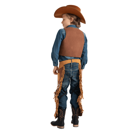 Kids Cowboy Costume – Western Vest & Chaps Outfit with Fringe | Wild West Halloween Dress Up