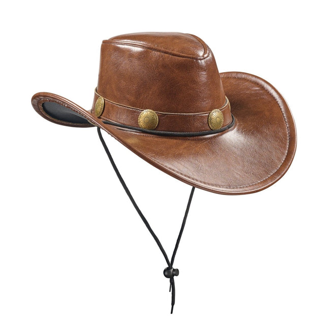 Adult Faux Leather Cowboy Hat – Western Costume Hat for Men & Women Classic Cowboy/Cowgirl Style
