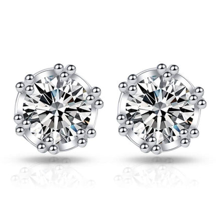 Crown Designed Stud Earring with Cubic Zirconia Stones