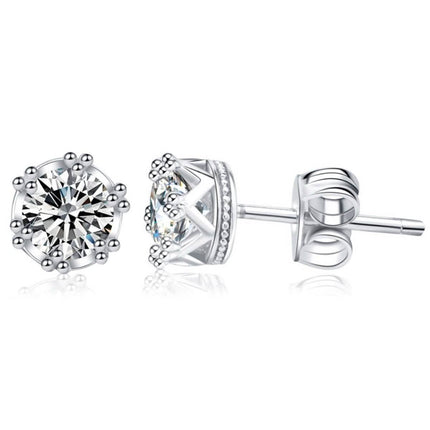 Crown Designed Stud Earring with Cubic Zirconia Stones