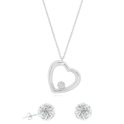 Crystal Heart Necklace and Stud Set
