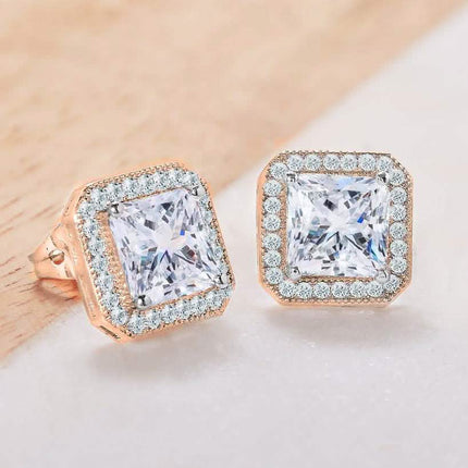 Crystal Princess Halo Stud Earrings