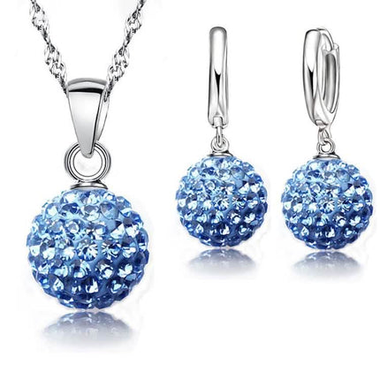 Crystalline Solid Silver Woman Jewelry Disco Ball Set