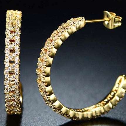 Cuban Chain Hoop Earrings Made with Swarovski Crystals
