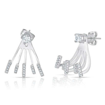 Cubic Zirconia Claw Design Earrings