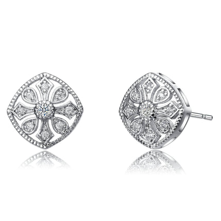 Cubic Zirconia Filigree Stud Earrings