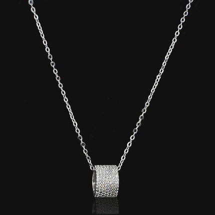 Cubic Zirconia Rondelle Pendant Necklace