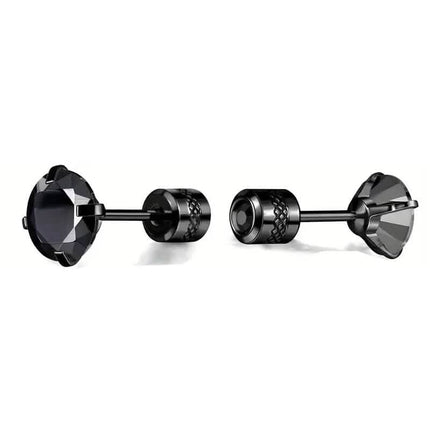 Cubic Zirconia Screw Back Stainless Steel Stud Earrings