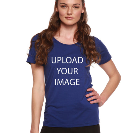 Custom Printed Women's Bamboo/Cotton Short Sleeve Scoop Neck Graphic T-Shirt