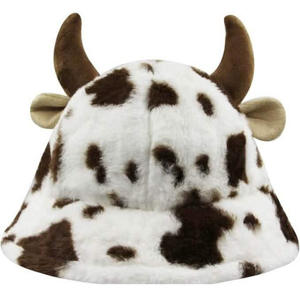 Cute Cow Print Fuzzy Bucket Hat