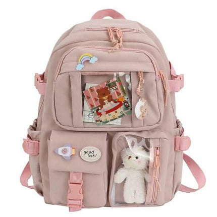 Cute Waterproof Multi-Pocket Women Backpacks with Bear Doll