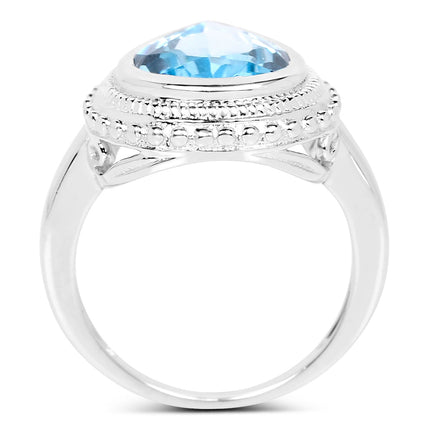 5.30 Carat Genuine Blue Topaz .925 Sterling Silver Ring