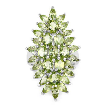 8.89 Carat Genuine Peridot .925 Sterling Silver Ring