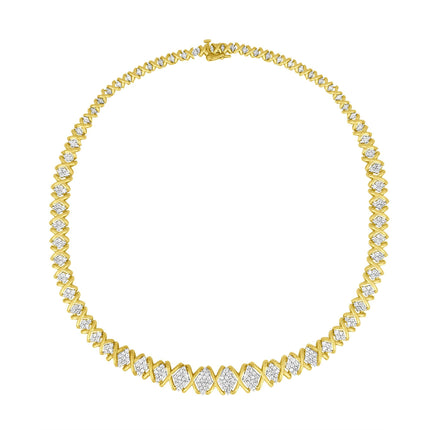 10K Yellow Gold 4 cttw Brilliant Round-Cut Diamond Graduating Riviera Statement Necklace (H-I Color, I2-I3 Clarity)