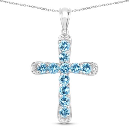 3.85 Carat Genuine Blue Topaz .925 Sterling Silver Pendant