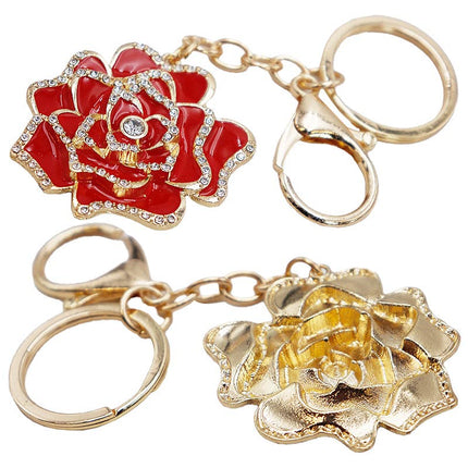 Rose Blossom Bling Rhinestone Key Chain
