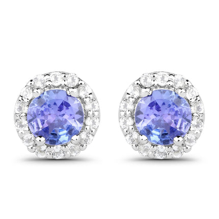 3.77 Carat Genuine Tanzanite and White Topaz .925 Sterling Silver 3 Piece Jewelry Set (Ring, Earrings, and Pendant w/ Chain)