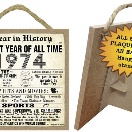 1974 A Year in History Plaques 5" x 5" wood plaque/sign