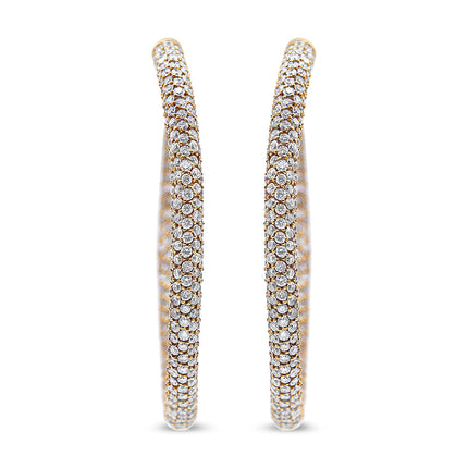 18K Rose Gold 6.90 Cttw Pave Set Diamond Inside Out Eternity Hoop Earrings (F-G Color, VS1-VS2 Clarity)