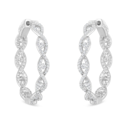 10K White Gold Diamond Hoop Earrings (1 1/2 cttw, H-I Color, I1-I2 Clarity)