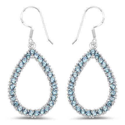 4.32 Carat Genuine London Blue Topaz .925 Sterling Silver Earrings