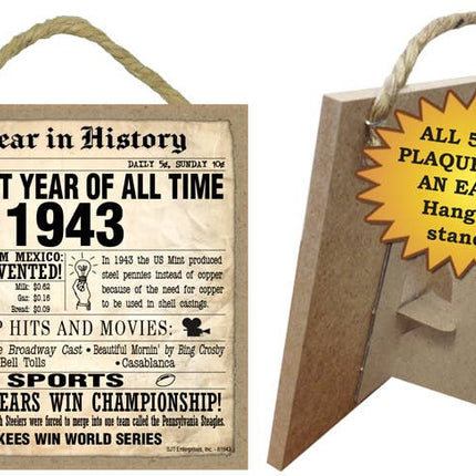 1943 A Year in History Plaques 5" x 5" wood plaque/sign