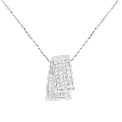 14KT White Gold Diamond Box Pendant Necklace (1 cttw, H-I Color, SI2-I1 Clarity)