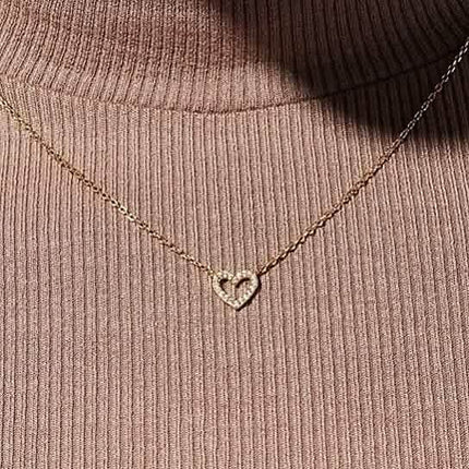 Dainty Diamond Heart Necklace Tiny Love Heart Everyday Necklace