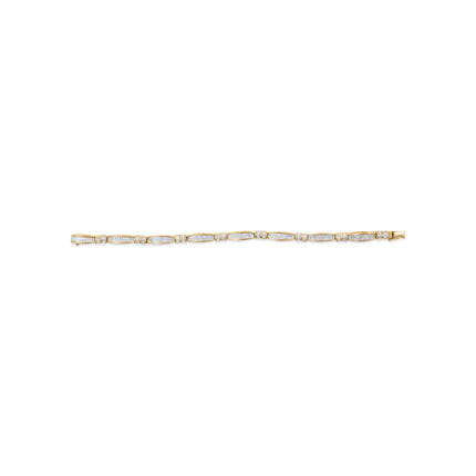 14K Yellow Gold Princess and Baguette Cut Diamond Beaded Bracelet (3.00 cttw, H-I Color, SI1-SI2 Clarity)
