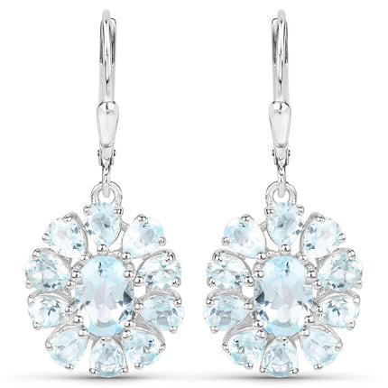14.02 Carat Genuine Blue Topaz and White Topaz .925 Sterling Silver 3 Piece Jewelry Set (Ring, Earrings, and Pendant w/ Chain)